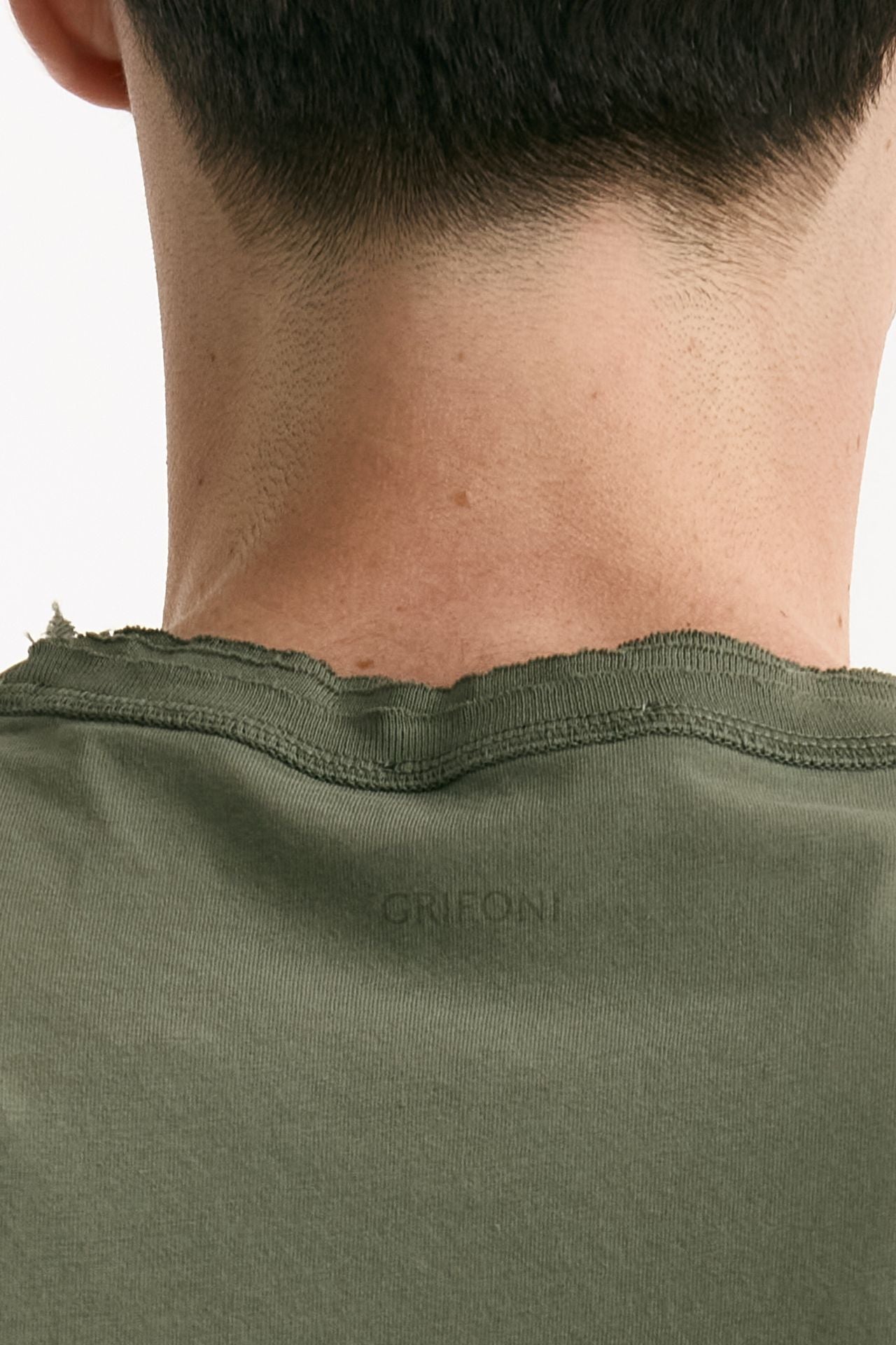 T-shirt girocollo in cotone verde militare men Grifoni - 5
