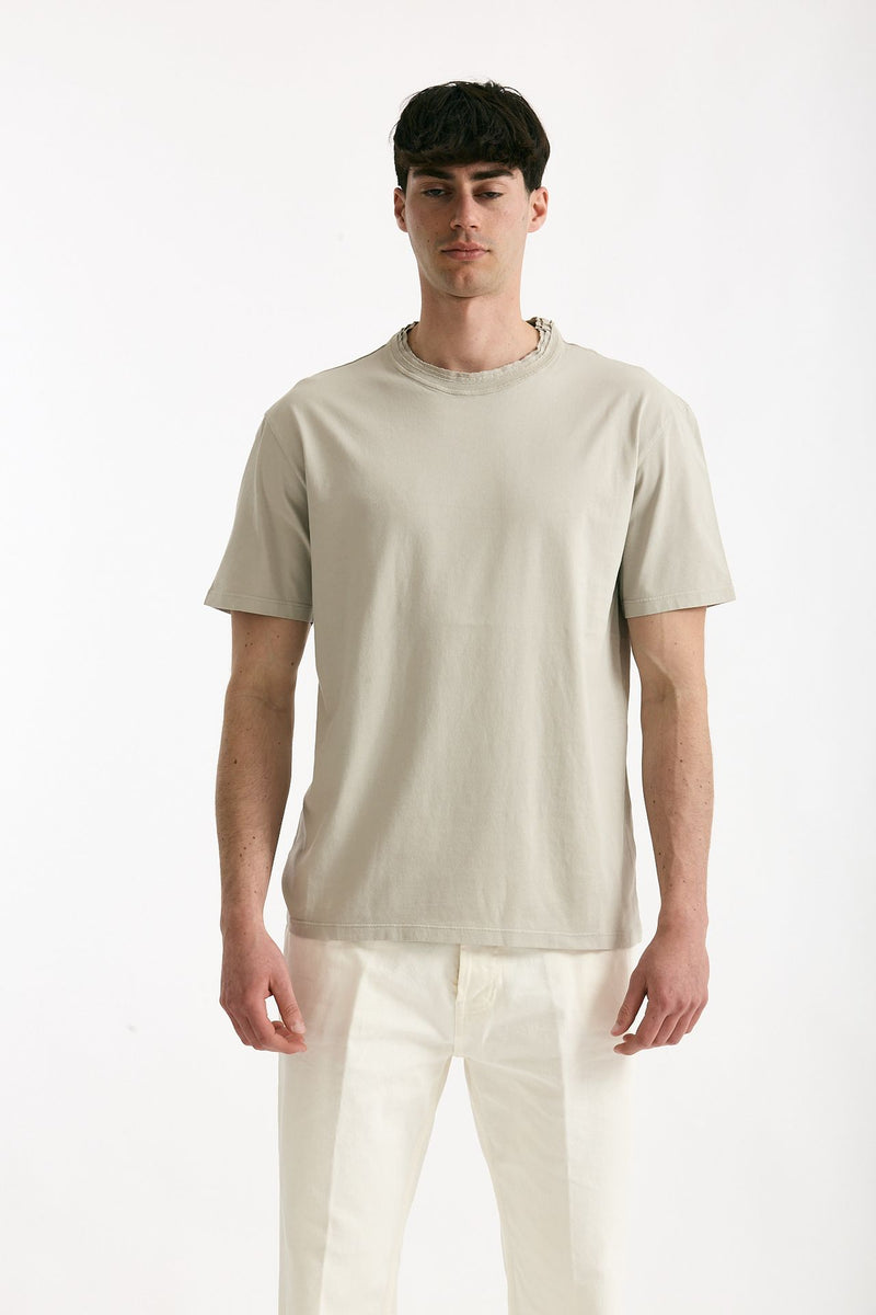 T-shirt girocollo in cotone beige men Grifoni - 1