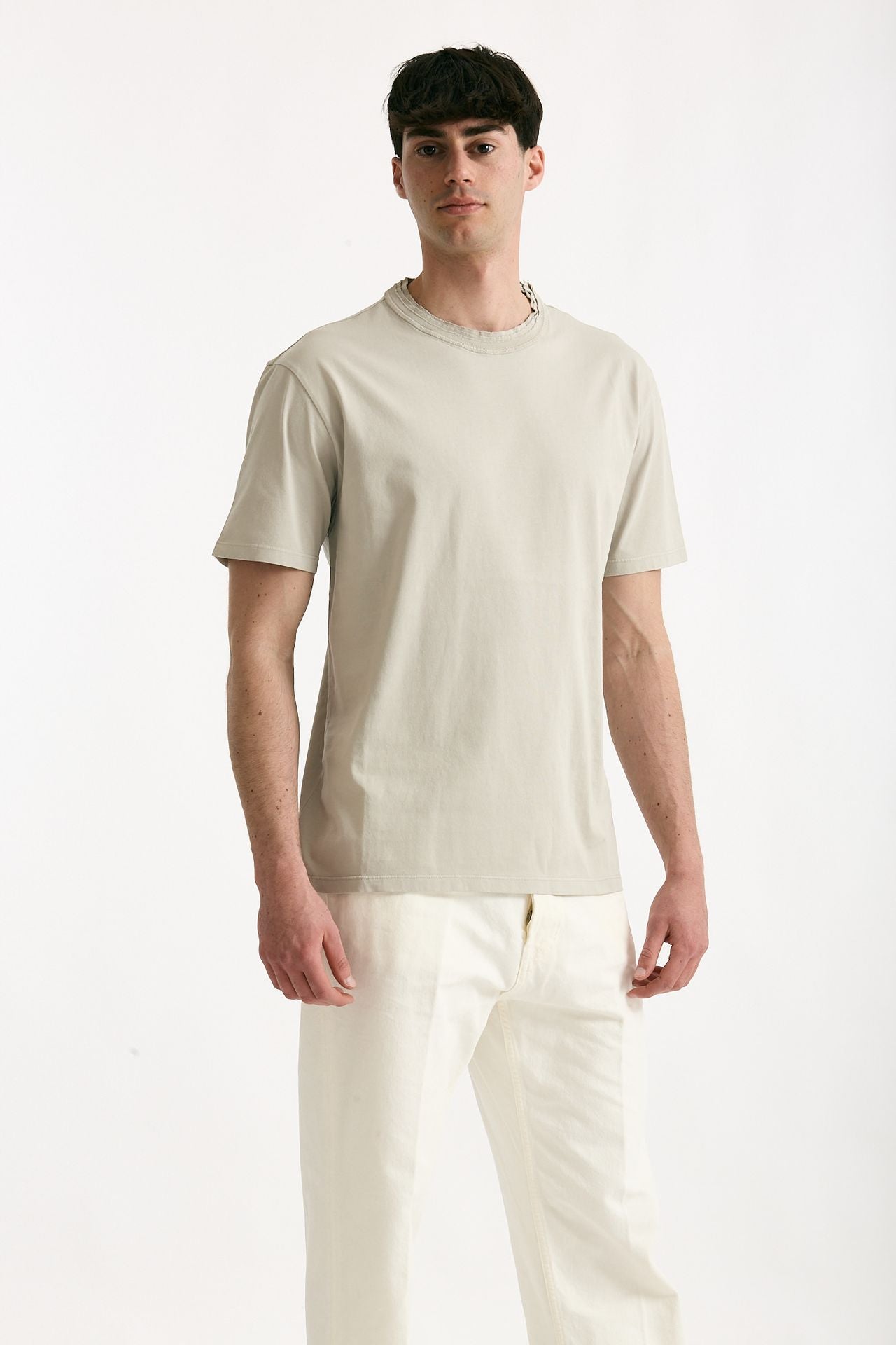 T-shirt girocollo in cotone beige men Grifoni - 2