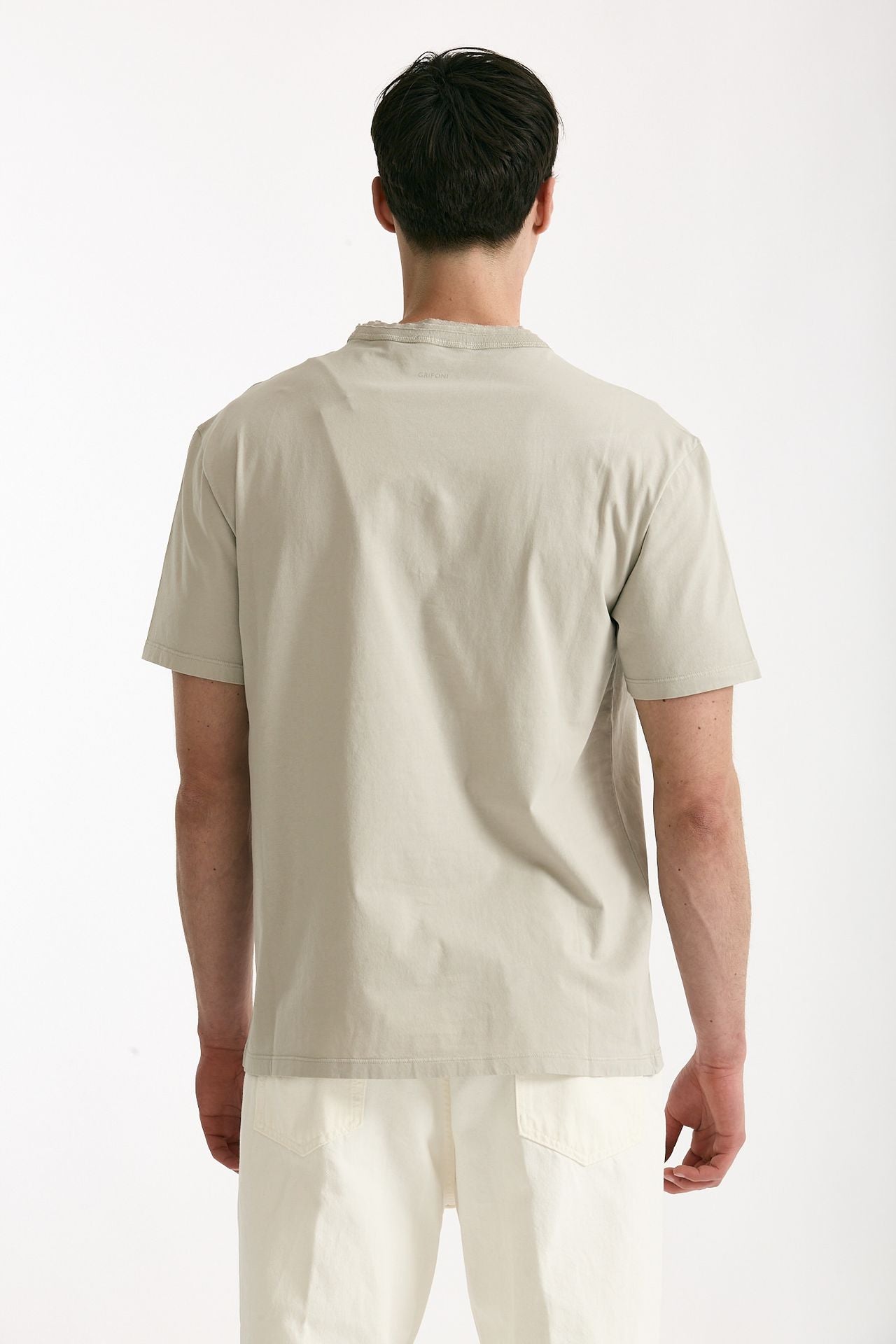 T-shirt girocollo in cotone beige men Grifoni - 3