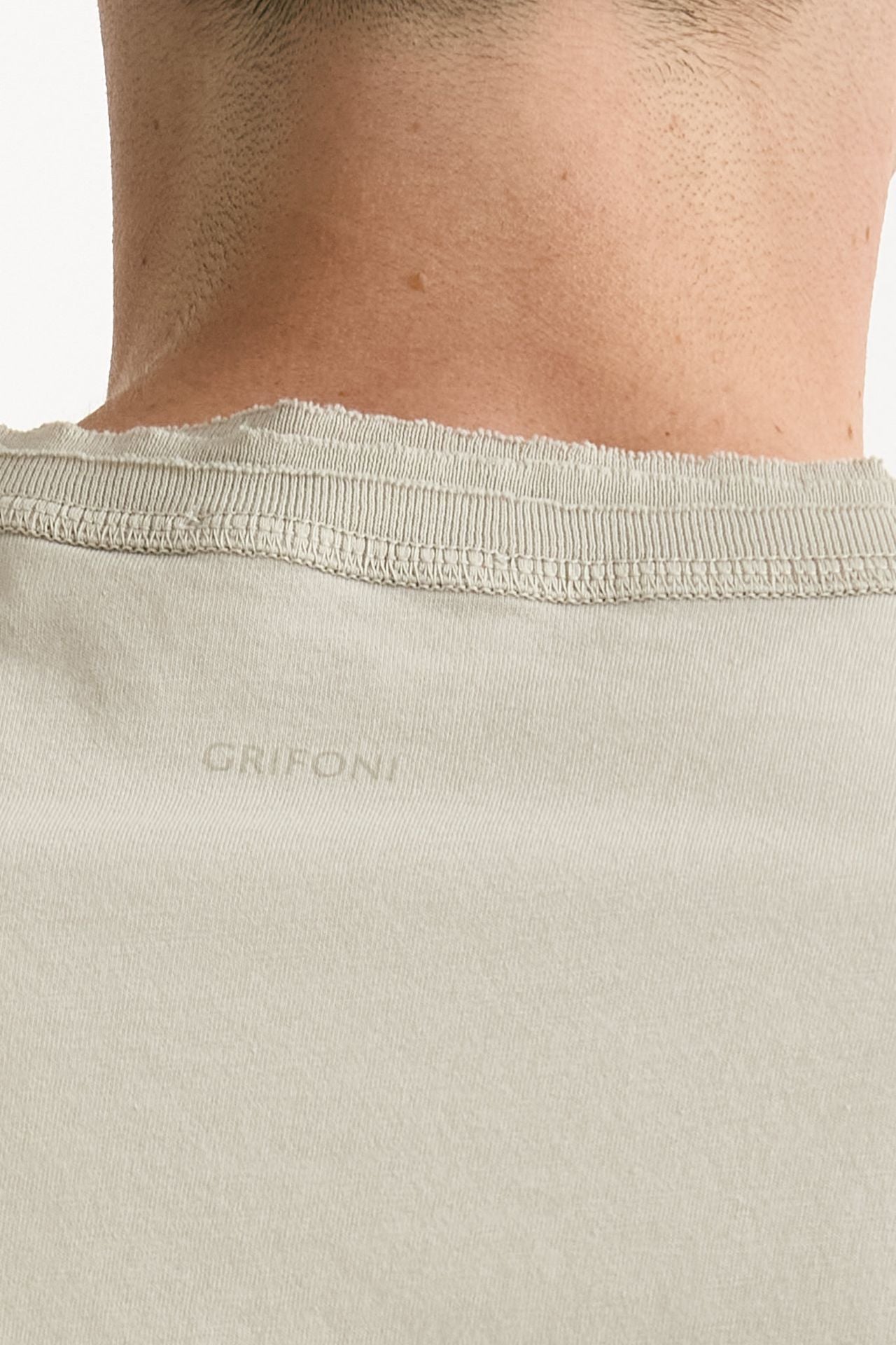T-shirt girocollo in cotone beige men Grifoni - 4
