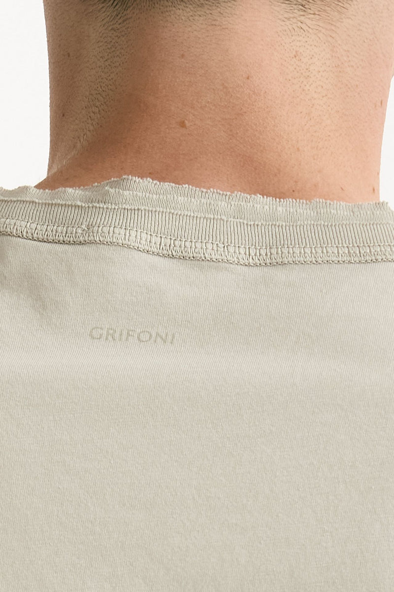 T-shirt girocollo in cotone beige men Grifoni - 4