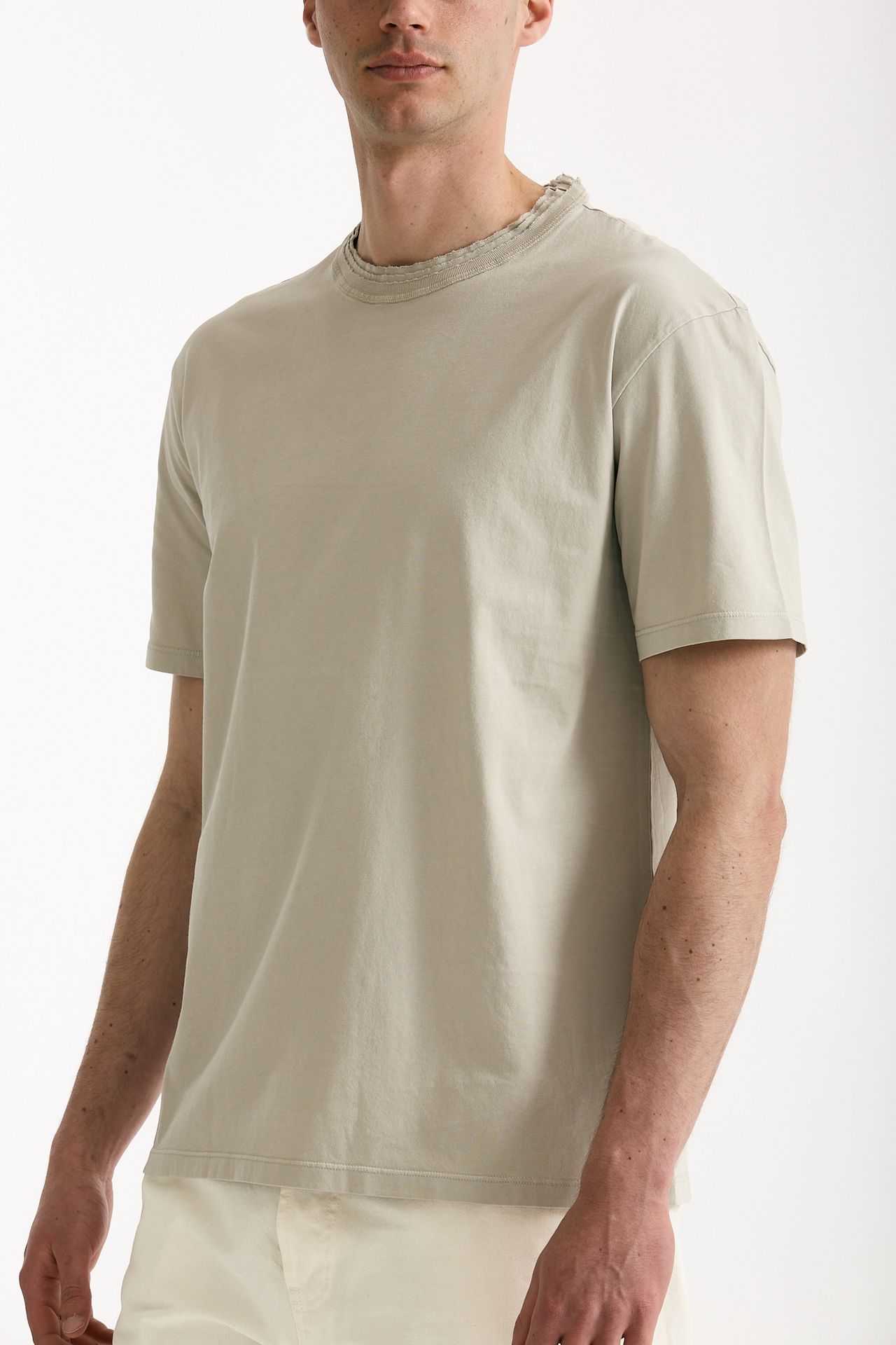 T-shirt girocollo in cotone beige men Grifoni - 5