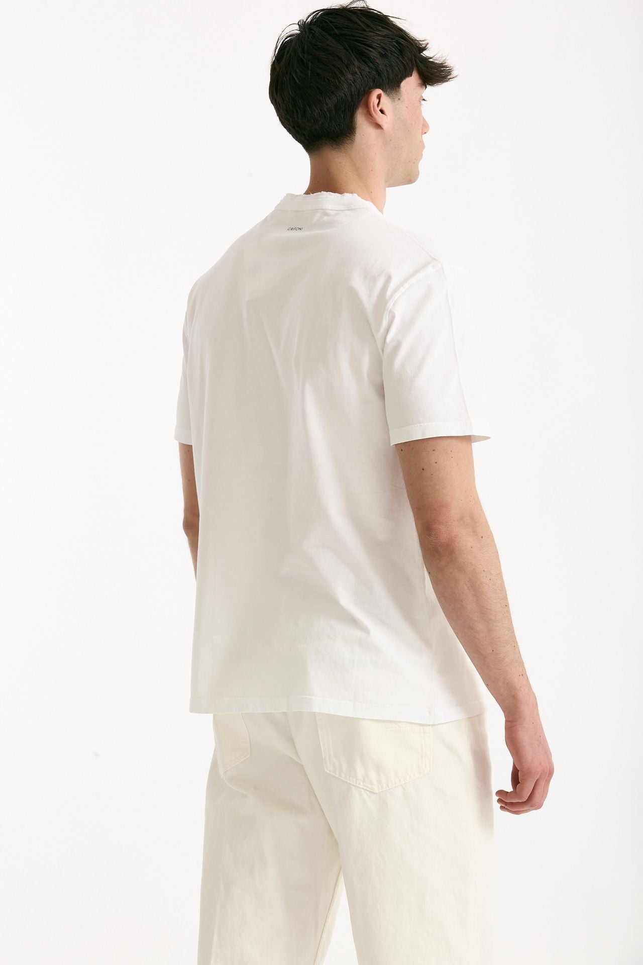T-shirt Girocollo in cotone bianco men Grifoni - 3