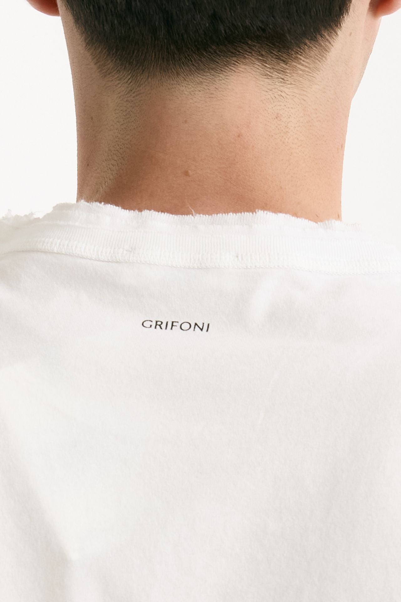 T-shirt Girocollo in cotone bianco men Grifoni - 4
