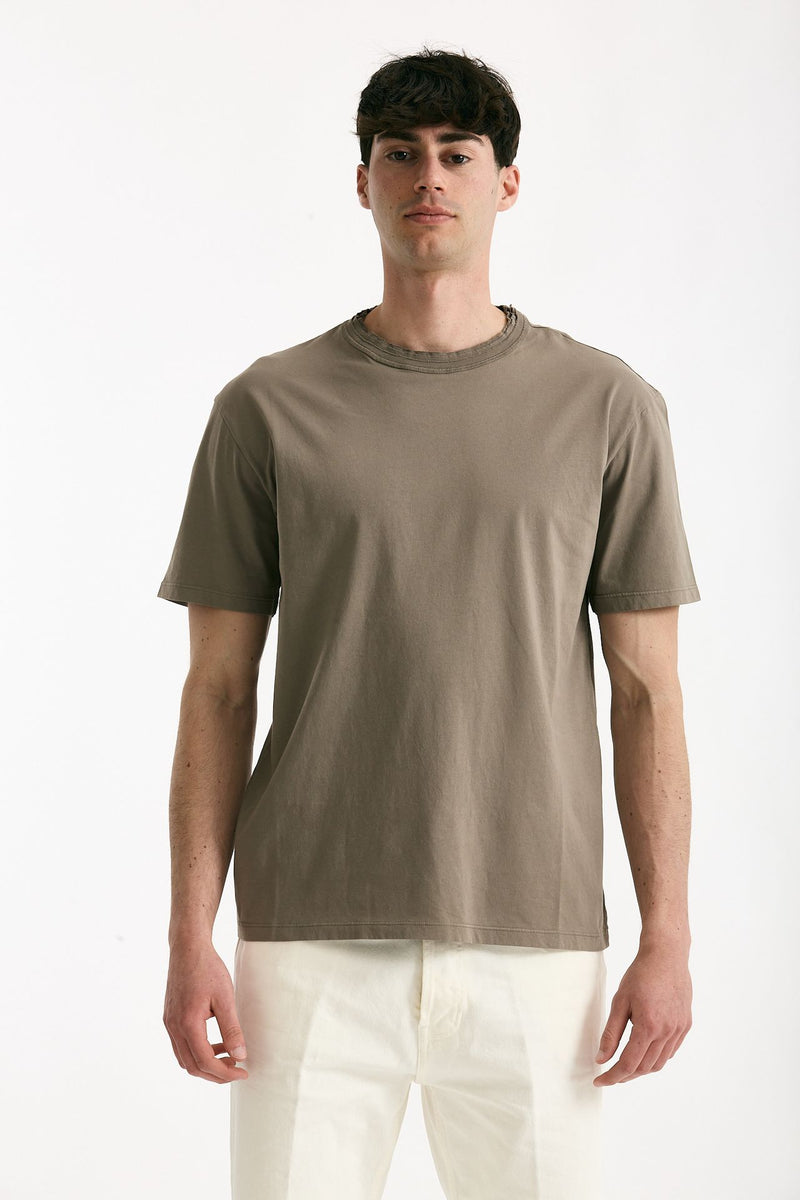 T-shirt Girocollo in cotone tortora men Grifoni - 2