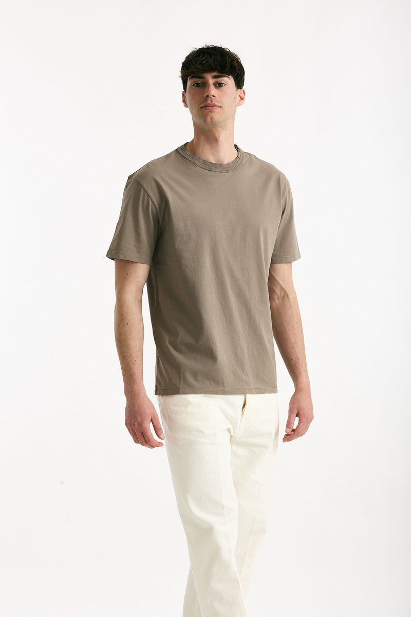 T-shirt Girocollo in cotone tortora men Grifoni - 1