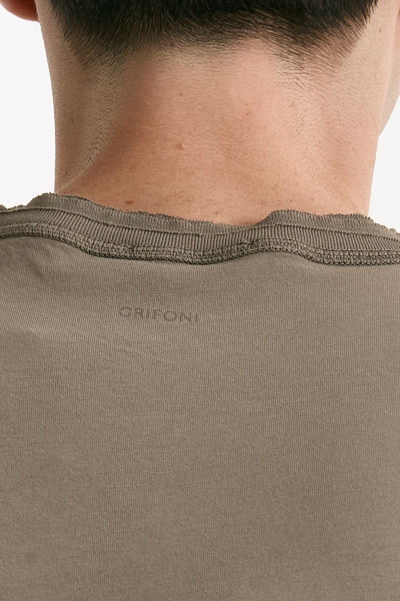 T-shirt Girocollo in cotone tortora men Grifoni - 6