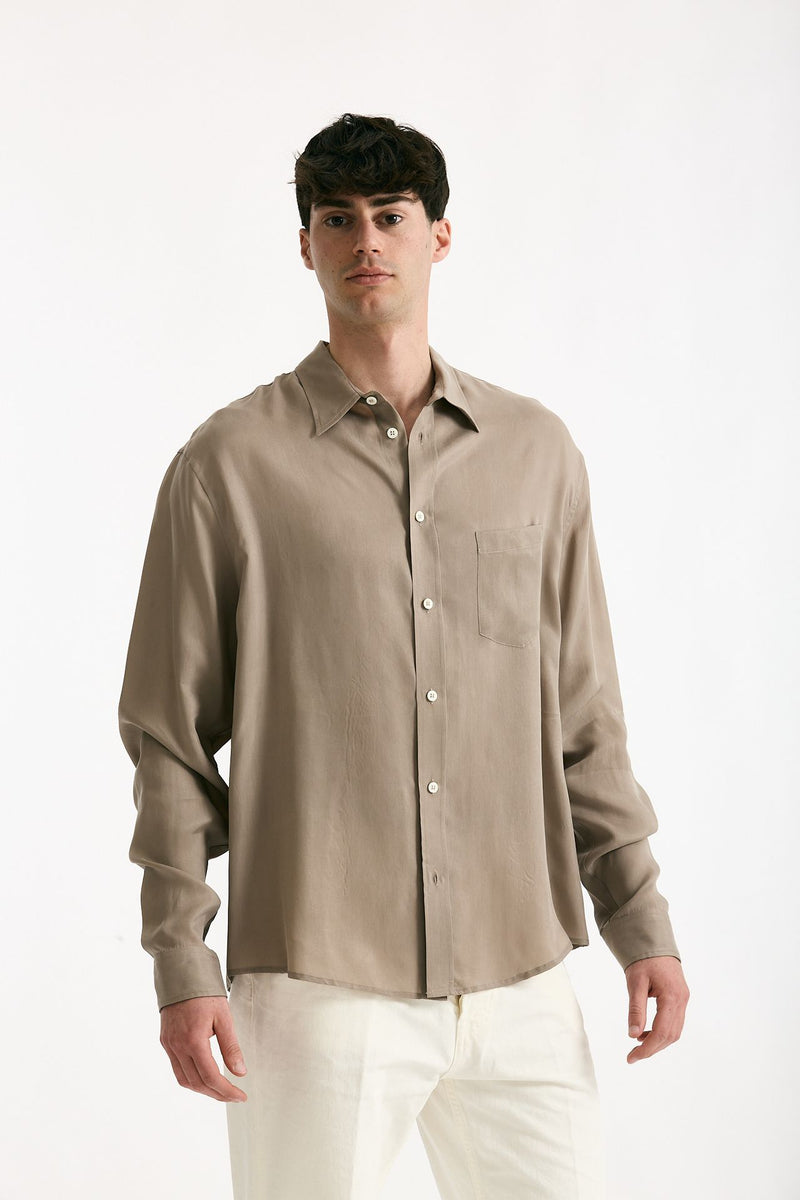 Camicia in cupro cammello men Grifoni - 3