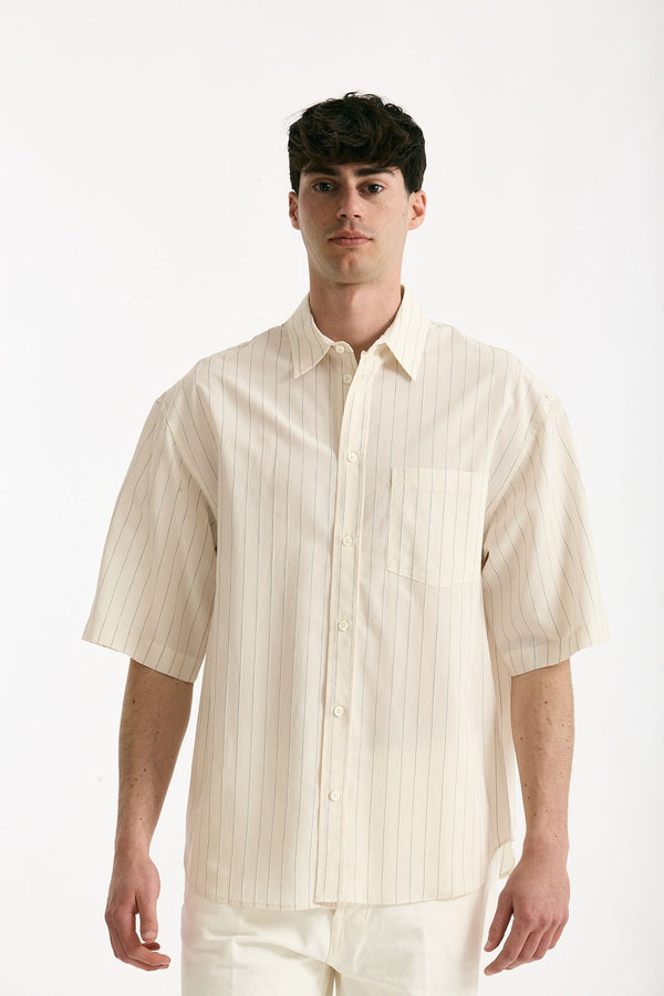 Camicia mezza manica in viscosa rigato men Grifoni