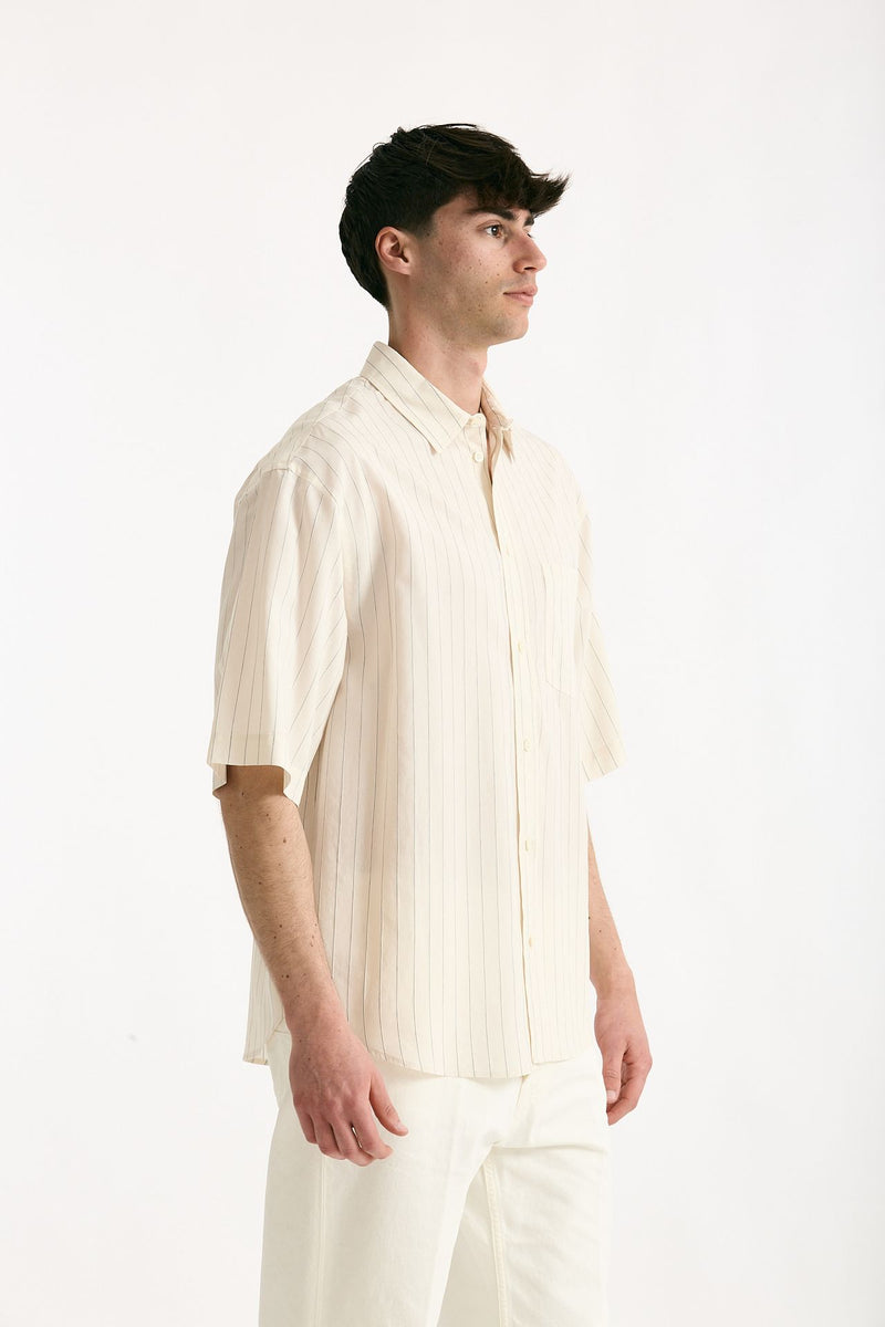Camicia mezza manica in viscosa rigato men Grifoni - 2