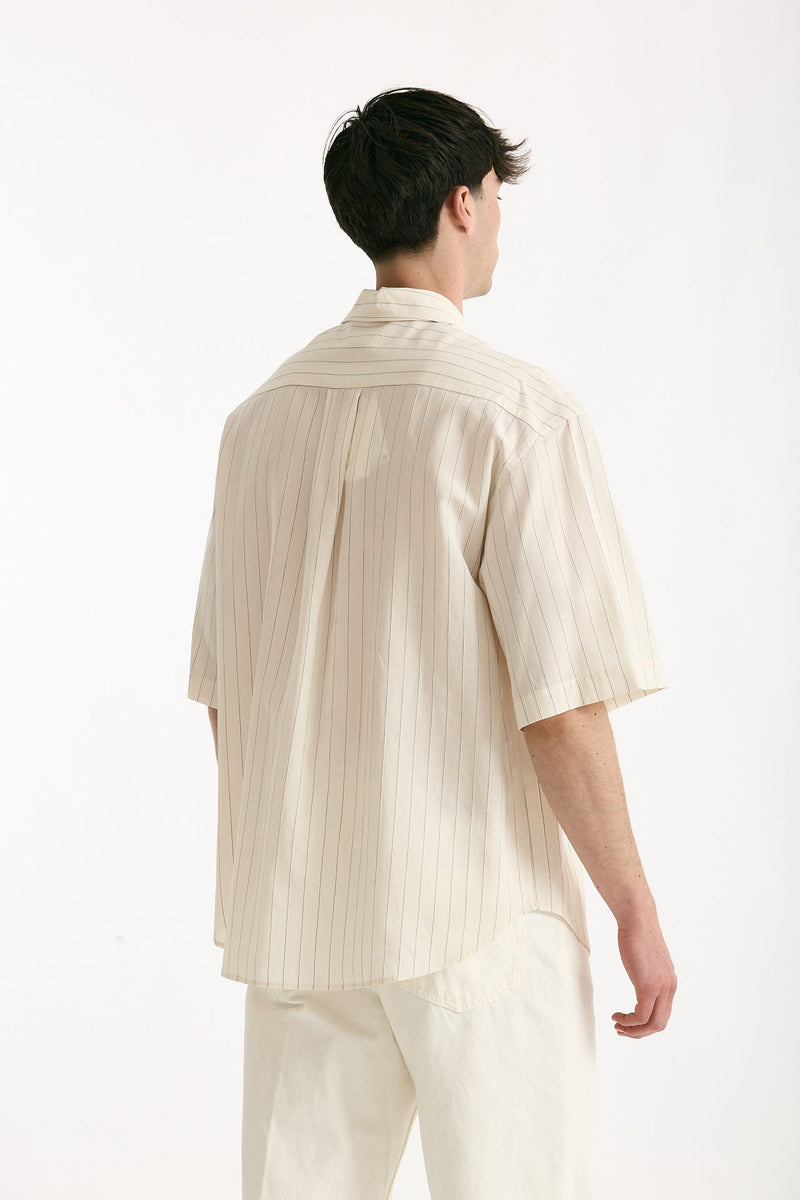 Camicia mezza manica in viscosa rigato men Grifoni - 3