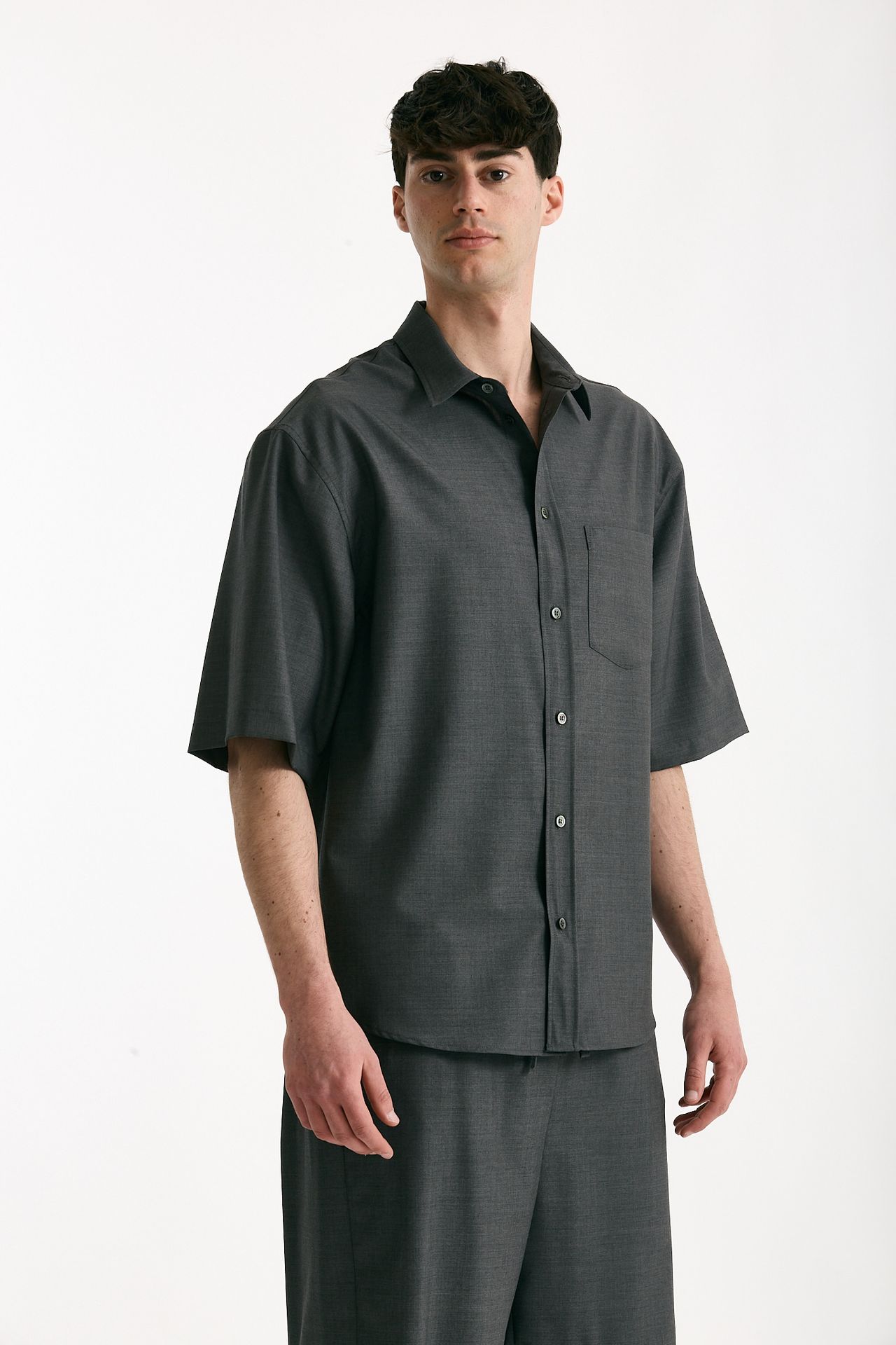 Camicia in lana ferma grigio men Grifoni - 1