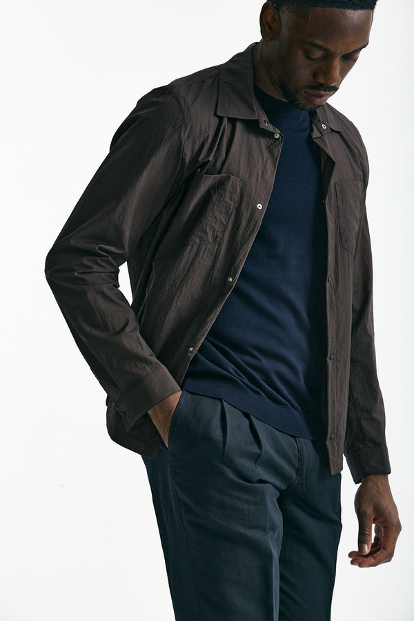 Giubbino camicia in nylon marrone men Herno