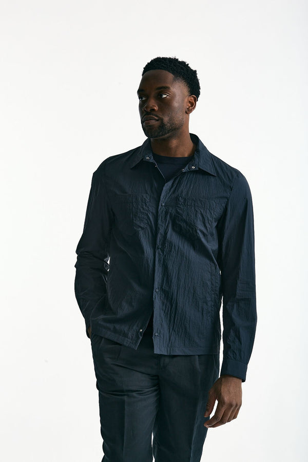 Giubbino camicia in nylon blu men Herno