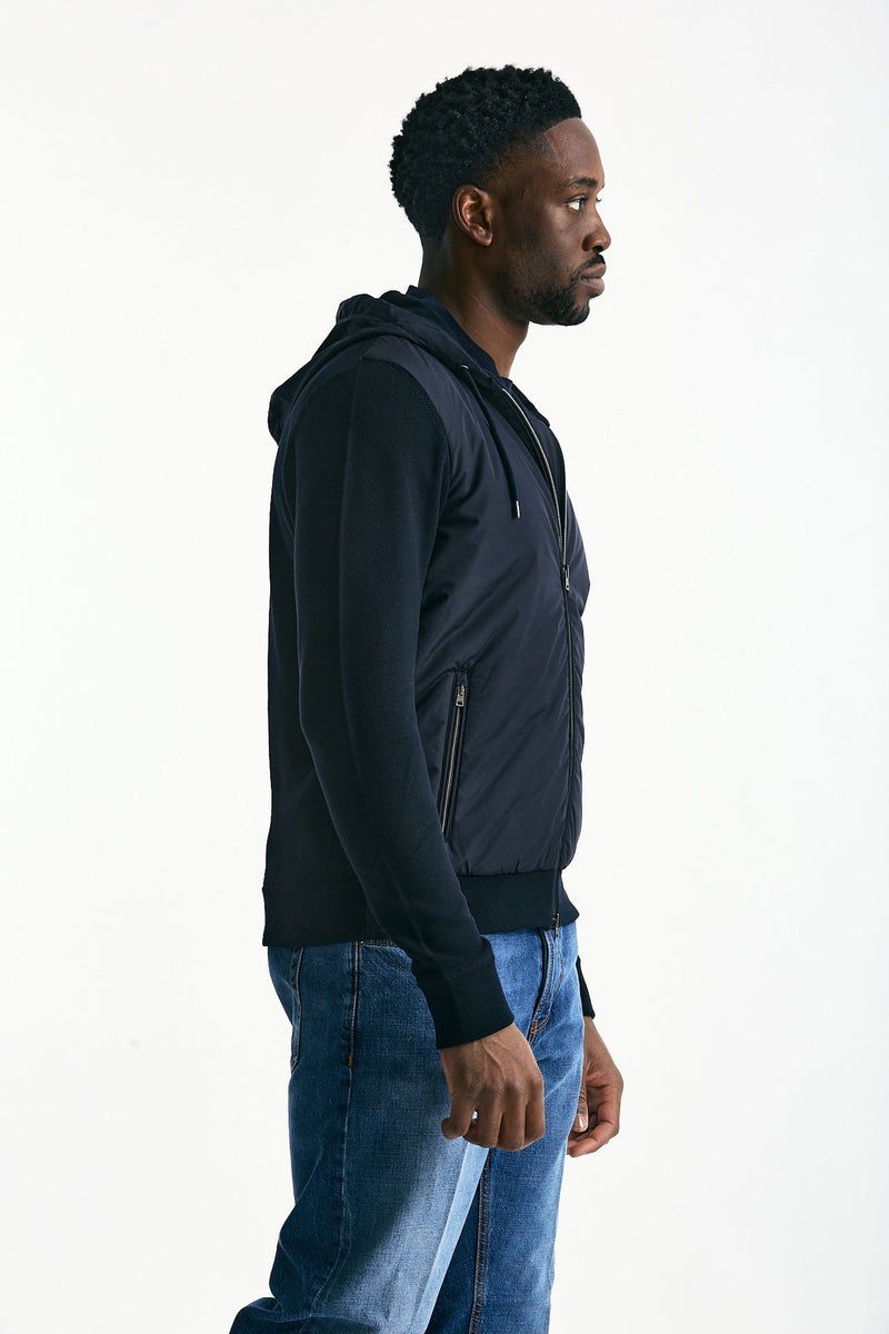 Giubbino ibrido blu Micro piuma e jersey di cotone men Herno - 4
