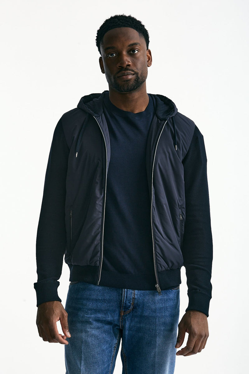Giubbino ibrido blu Micro piuma e jersey di cotone men Herno - 2