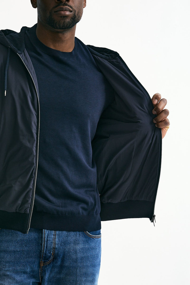 Giubbino ibrido blu Micro piuma e jersey di cotone men Herno - 6