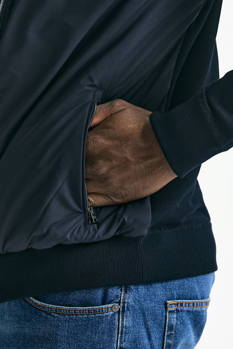 Giubbino ibrido blu Micro piuma e jersey di cotone men Herno - 7