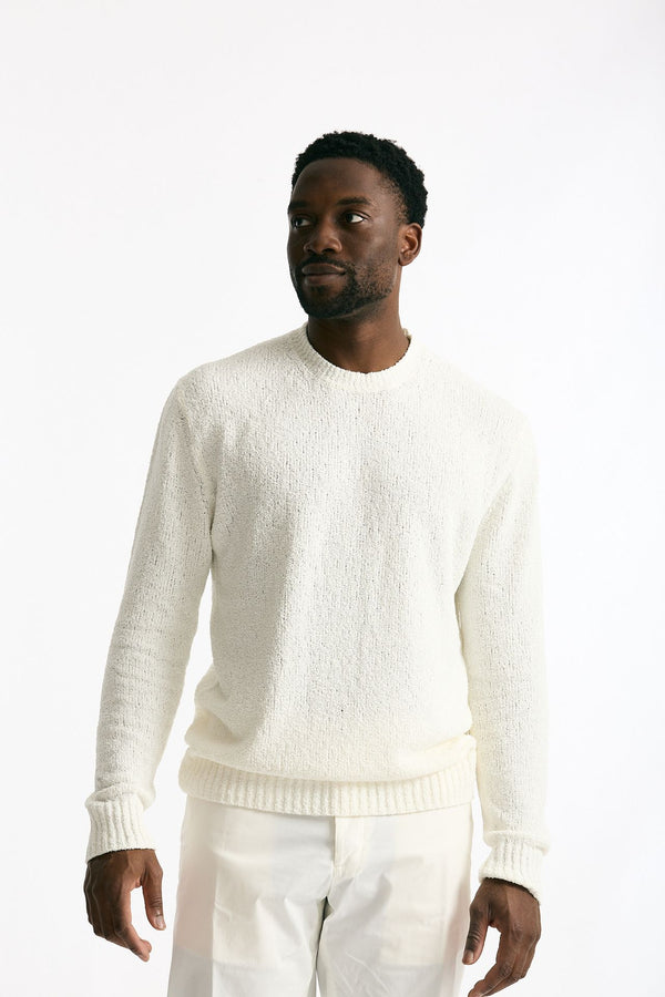 Maglia in cotone boucle bianco men Hosio