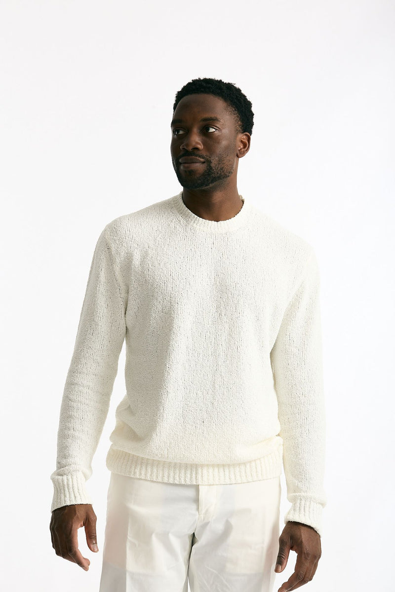 Maglia in cotone boucle bianco men Hosio - 1