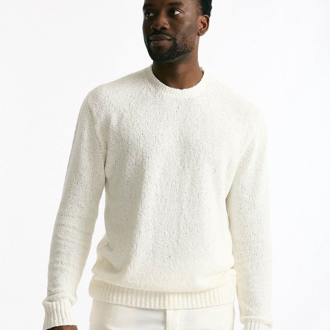 Maglia in cotone boucle bianco men Hosio - 7