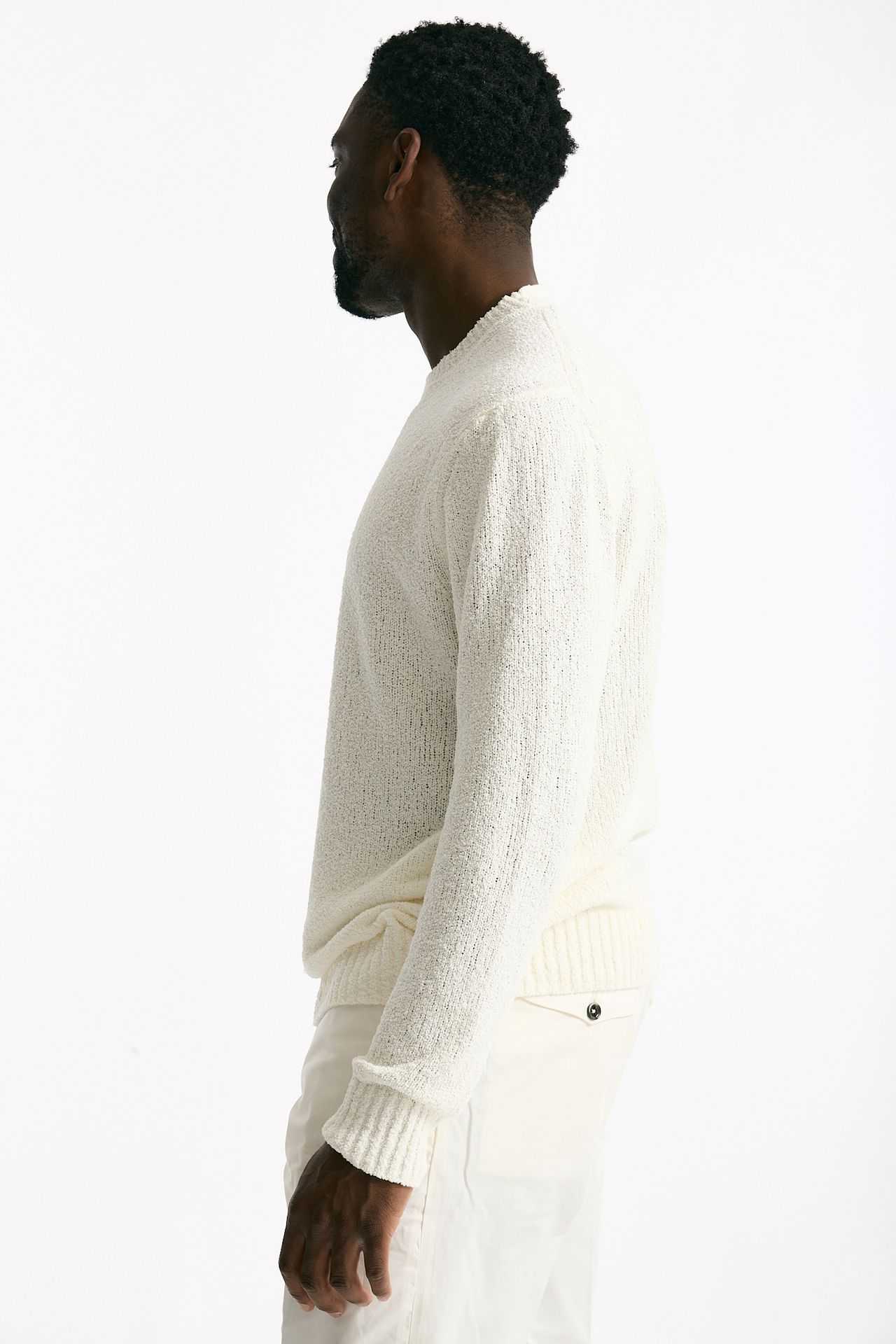Maglia in cotone boucle bianco men Hosio - 2