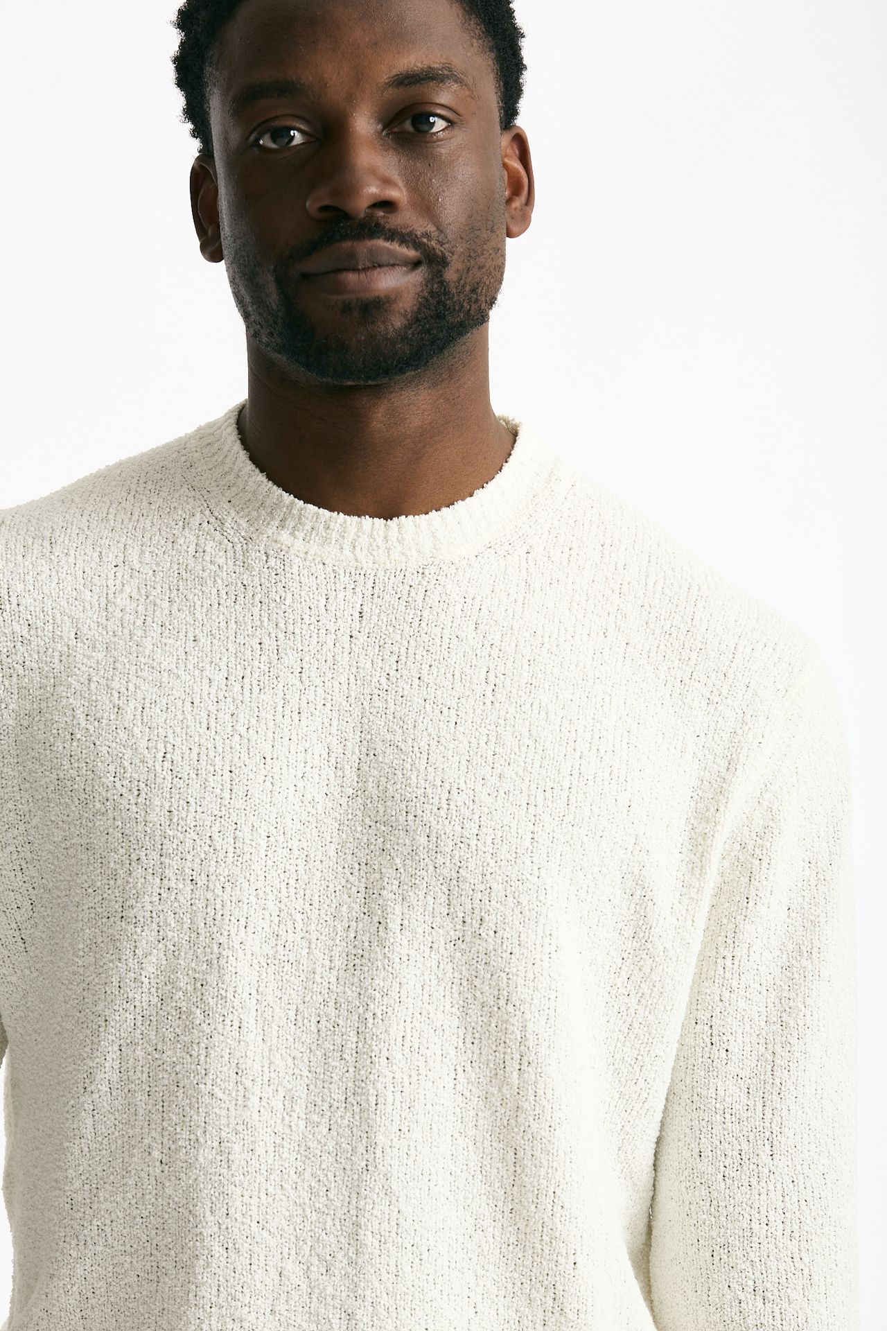 Maglia in cotone boucle bianco men Hosio - 5