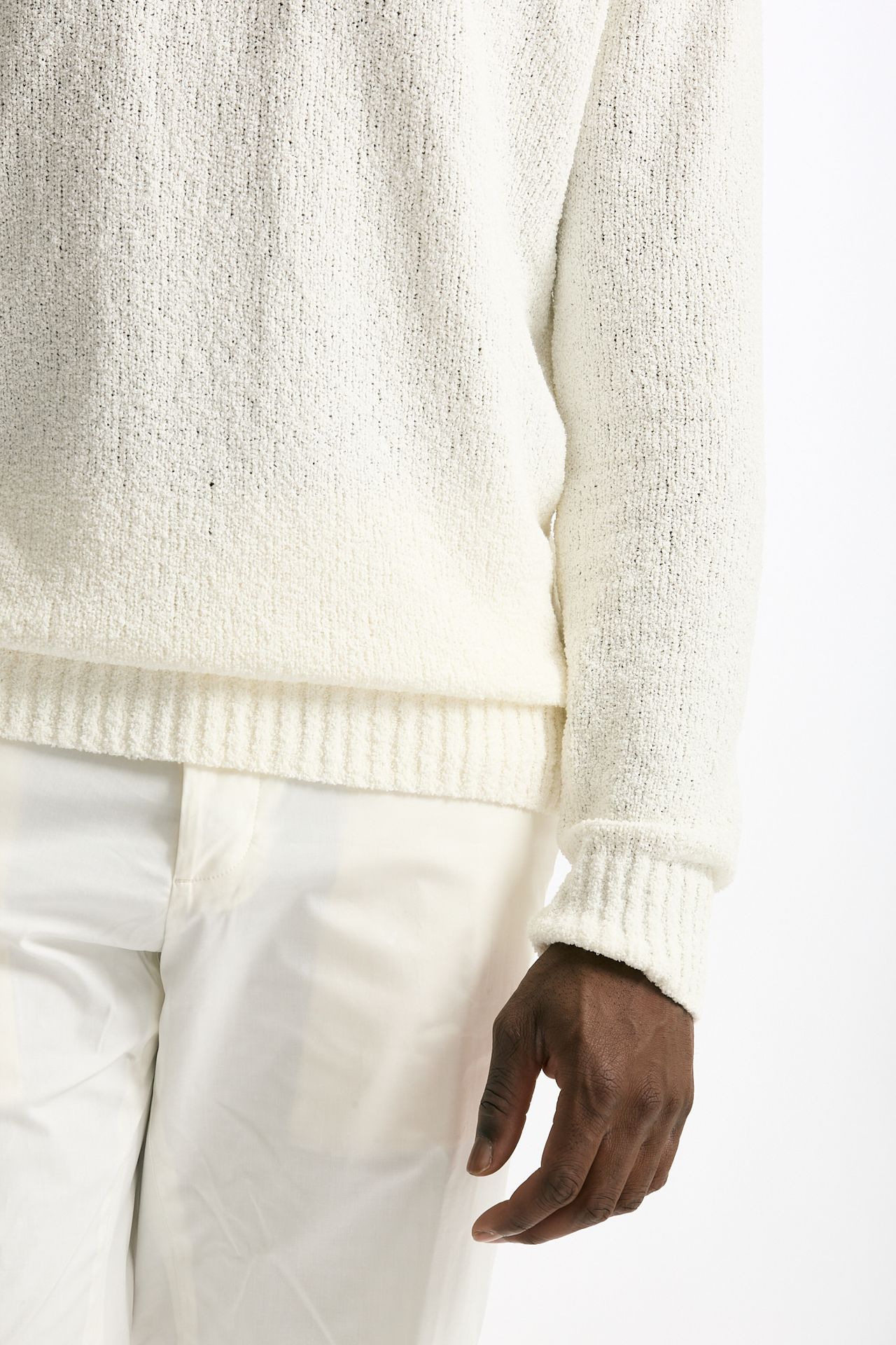 Maglia in cotone boucle bianco men Hosio - 6