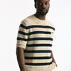 T-shirt in lino rigata beige e blu men Hosio - 6