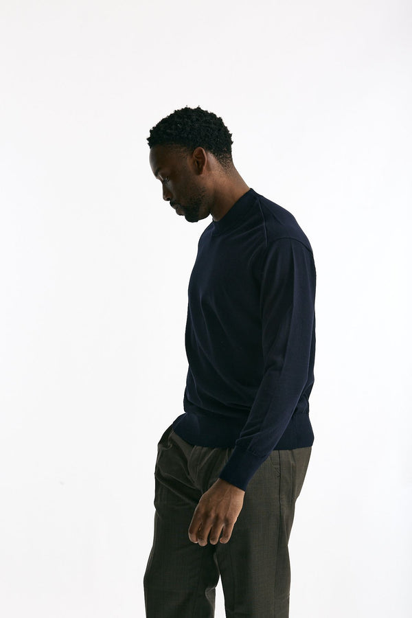 Maglia girocollo in cotone blu men Hosio