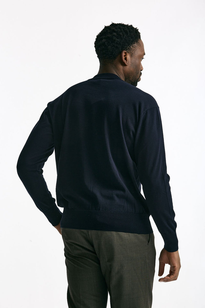 Maglia girocollo in cotone blu men Hosio - 3