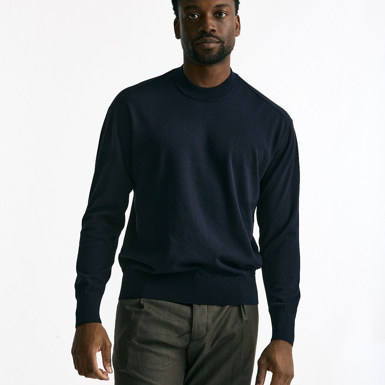 Maglia girocollo in cotone blu men Hosio - 6
