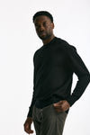 Maglia girocollo in cotone nero men Hosio - 2