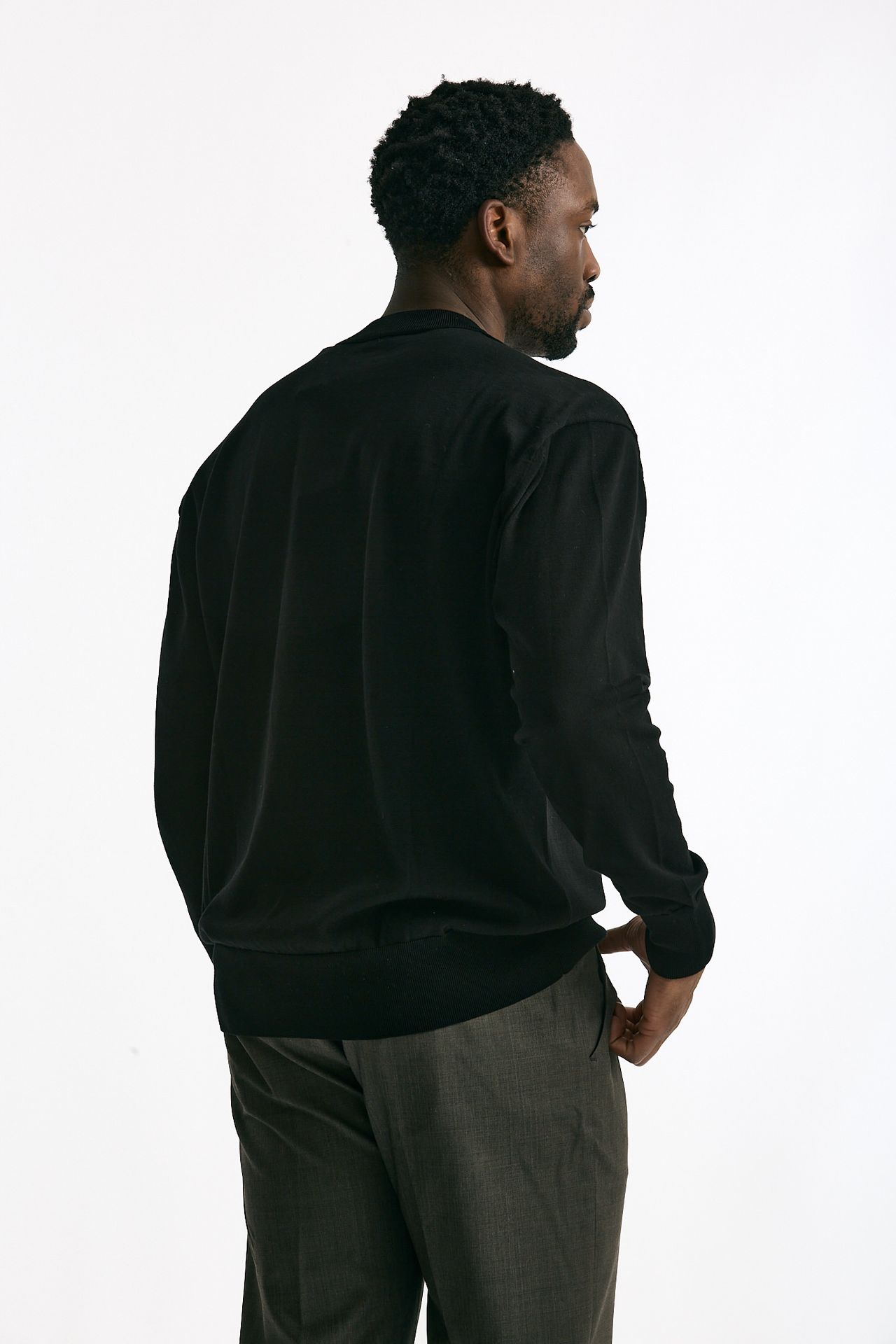 Maglia girocollo in cotone nero men Hosio - 3