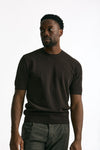T-shirt micro operata in cotone marrone men Hosio - 1