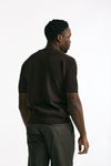 T-shirt micro operata in cotone marrone men Hosio - 3