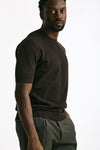 T-shirt micro operata in cotone marrone men Hosio - 4
