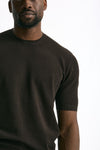 T-shirt micro operata in cotone marrone men Hosio - 5