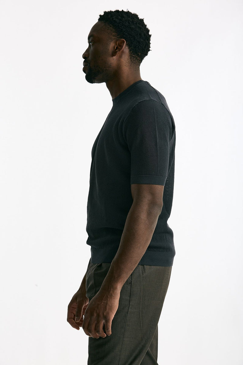 T-shirt micro operata in cotone antracite men Hosio - 3