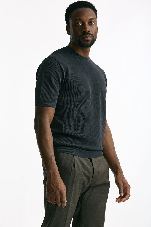 T-shirt micro operata in cotone antracite men Hosio