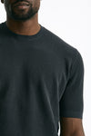 T-shirt micro operata in cotone antracite men Hosio - 5