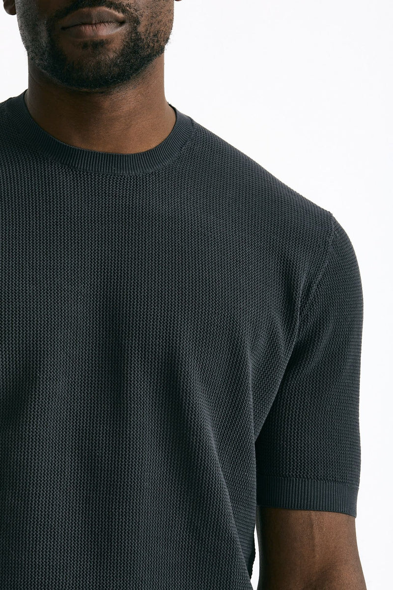 T-shirt micro operata in cotone antracite men Hosio - 5