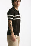 Polo rigata in cotone marrone men Hosio - 2