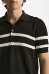 Polo rigata in cotone marrone men Hosio - 5