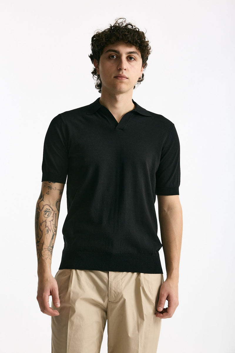 Polo maglia in cotone nero men Hosio - 2