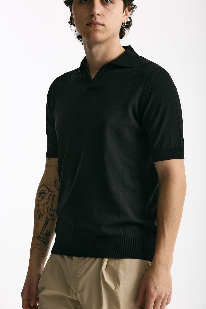 Polo maglia in cotone nero men Hosio - 1