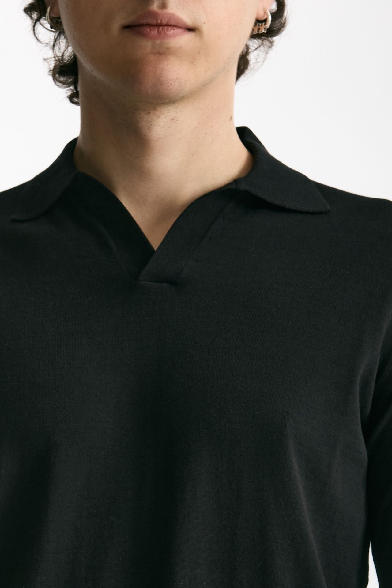 Polo maglia in cotone nero men Hosio - 5