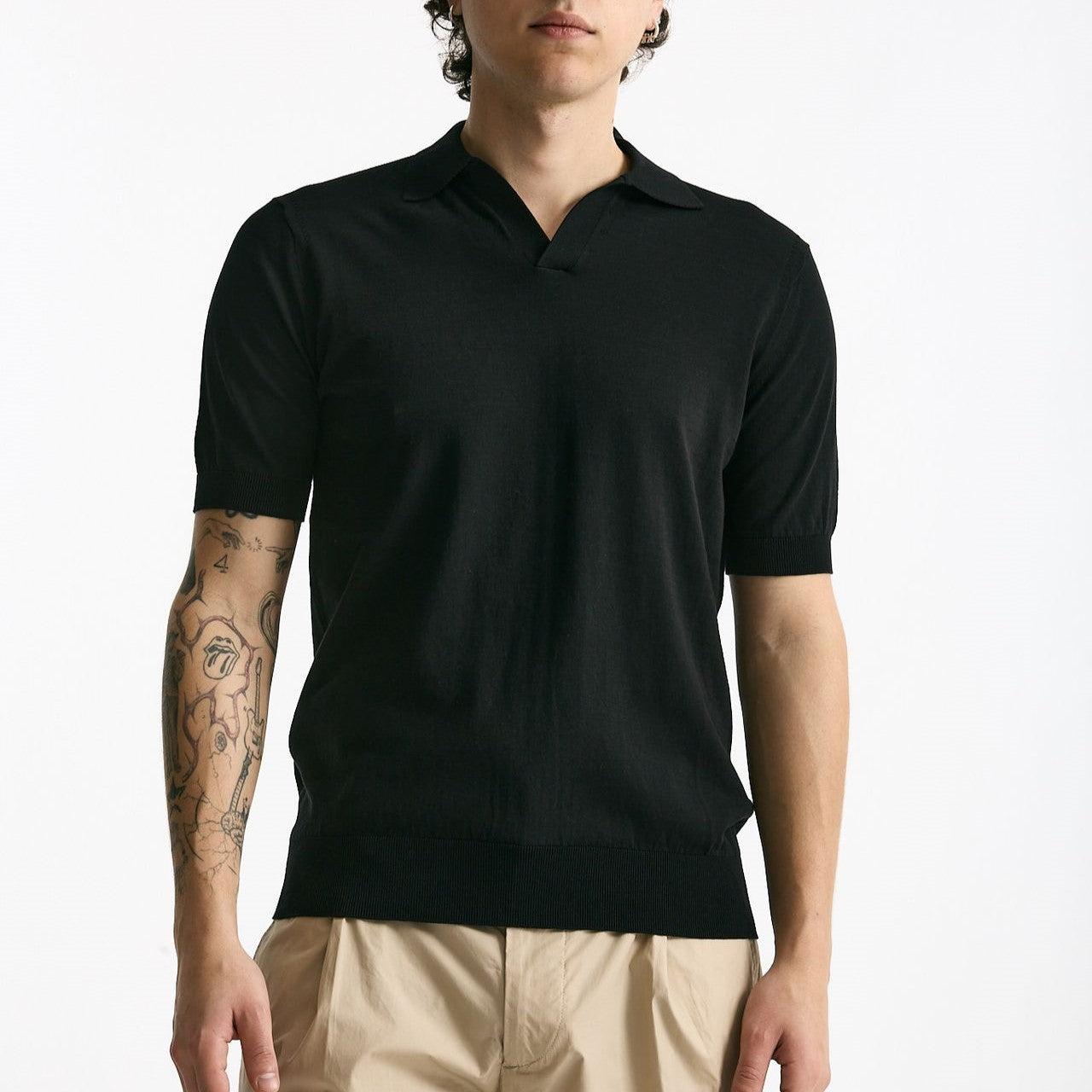 Polo maglia in cotone nero men Hosio - 6