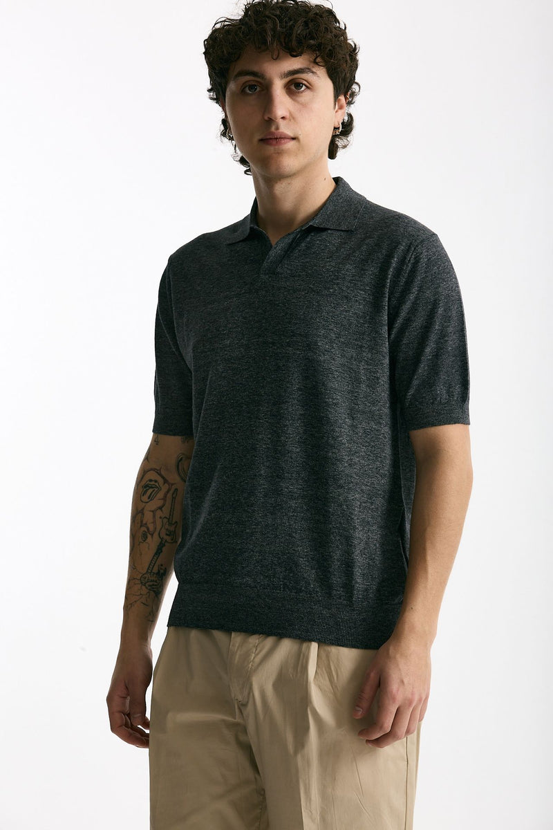 Polo maglia in cotone grigio melange men Hosio - 4